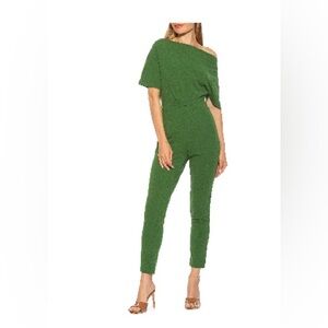 Alexia Admor Draped One-Shoulder Jumpsuit green XL